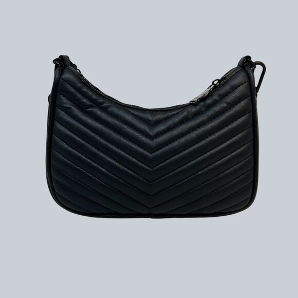 Steve Madden Black Quilted Crossbody Bag With Chain Strap & Pouch - Picture 2 of 10
